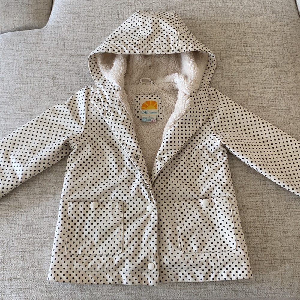 🪞 CC California dotted fleece lined rain coat kids jacket size 4t